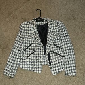 Zara Black and White Checkered Blazer